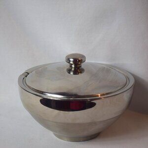 Vintage Stainless Steel Serving Bowl with Lid